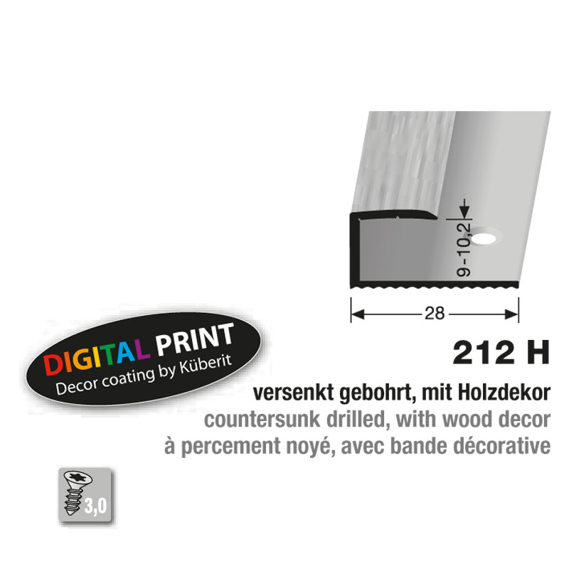 Küberit Alu Einfassprofil Typ 212 H, 9-10,2 mm, 270 cm, Eiche weiß gekalkt (H33) Küberit Alu Einfassprofil Typ 212 H, 9-10,2 mm, 270 cm, Eiche weiß gekalkt (H33)