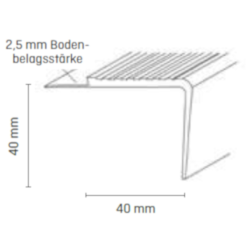 Döllken PVC Treppenkante TKNG 2,5 40 40/40 250 cm, schwarz (0110) / Rille schwarz (0110)