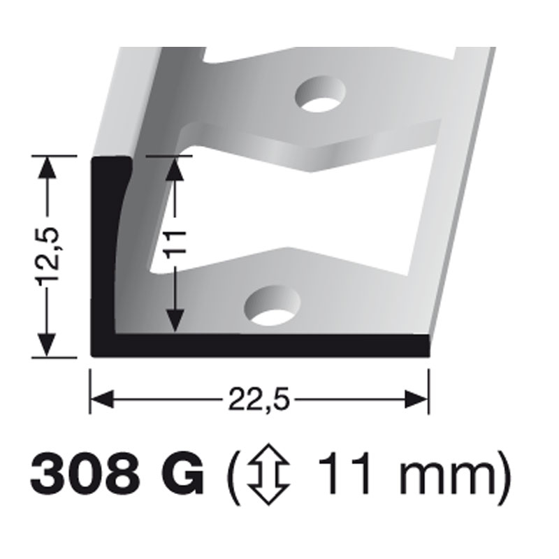 Küberit Fliesenabschlußprofil Typ 308 G, 11 mm,  250 cm, silber (F4)