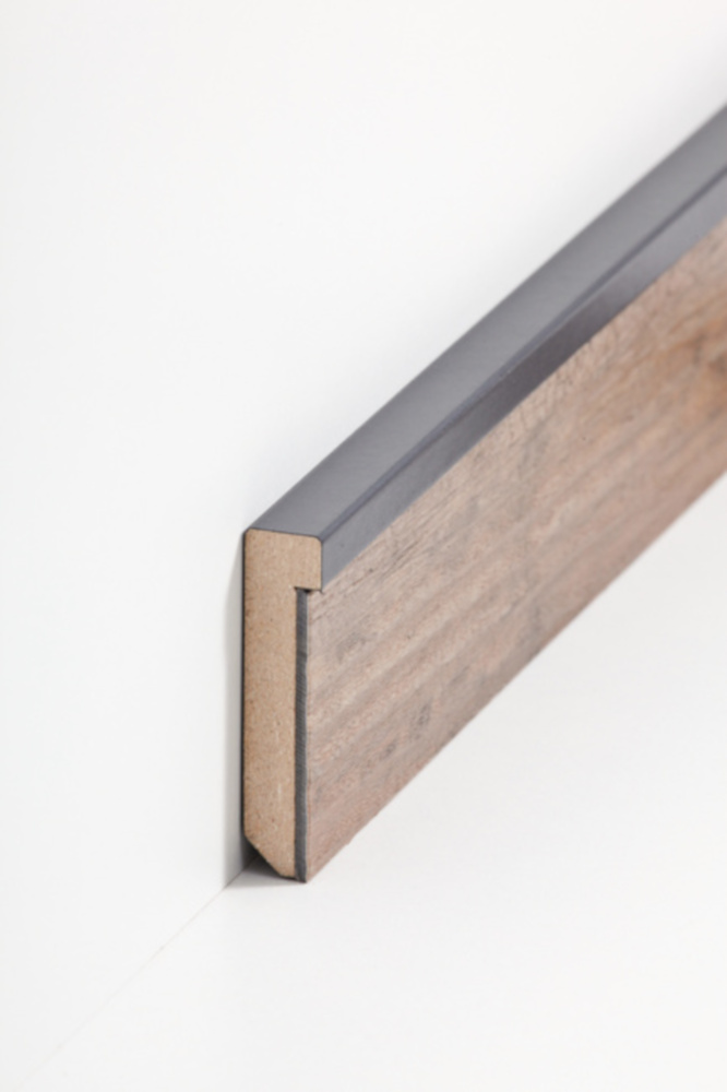 SÜDBROCK MDF Fußleiste für Designböden 13 x 60 mm, mit Dekorfolie ummantelt, Anthrazit (5128), 250 c SÜDBROCK MDF Fußleiste für Designböden 13 x 60 mm, mit Dekorfolie ummantelt, Anthrazit (5128), 250 c