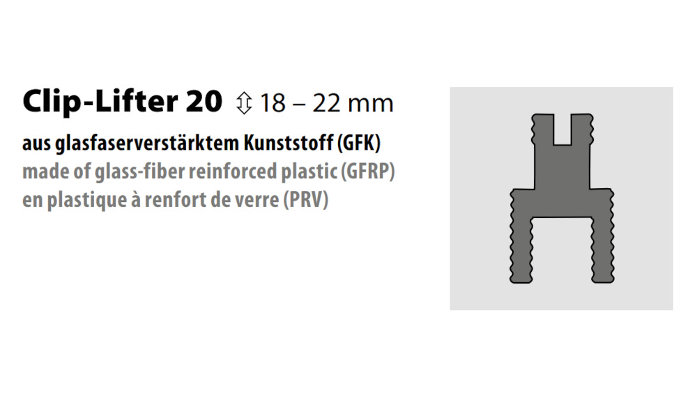Küberit Clip-Lifter 20 - zur Erhöhung von 18 - 22 mm Küberit Clip-Lifter 20 - zur Erhöhung von 18 - 22 mm