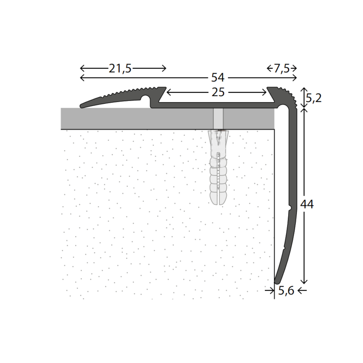 PRINZ Alu Treppenkantenprofil Nr. 194 (Kombiprofil) 54 x 44 mm, PRINZ Alu Treppenkantenprofil Nr. 194 (Kombiprofil) 54 x 44 mm,