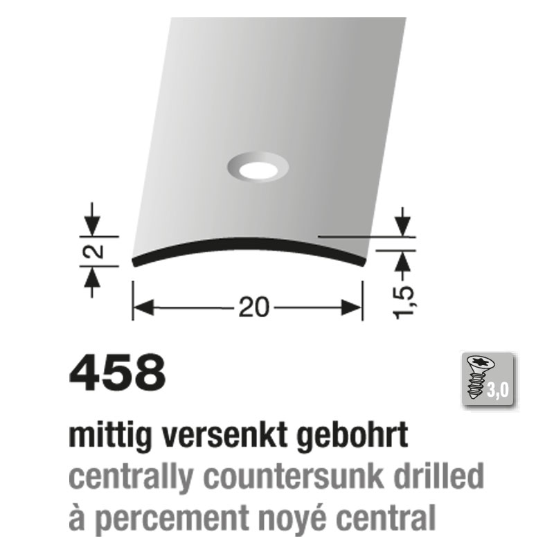 Küberit Alu Übergangsprofil 20 mm, Typ 458, 270 cm, silber (F4) Küberit Alu Übergangsprofil 20 mm, Typ 458, 270 cm, silber (F4)