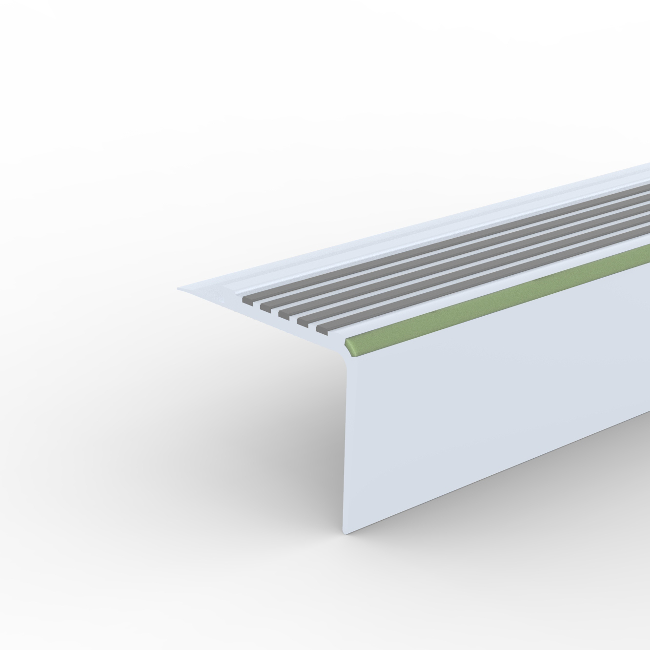 Döllken PVC Treppenkante TKNG 2,5 40 40/40 250 cm, Aluminium (1160) / Rille dunkelgrau (0146)