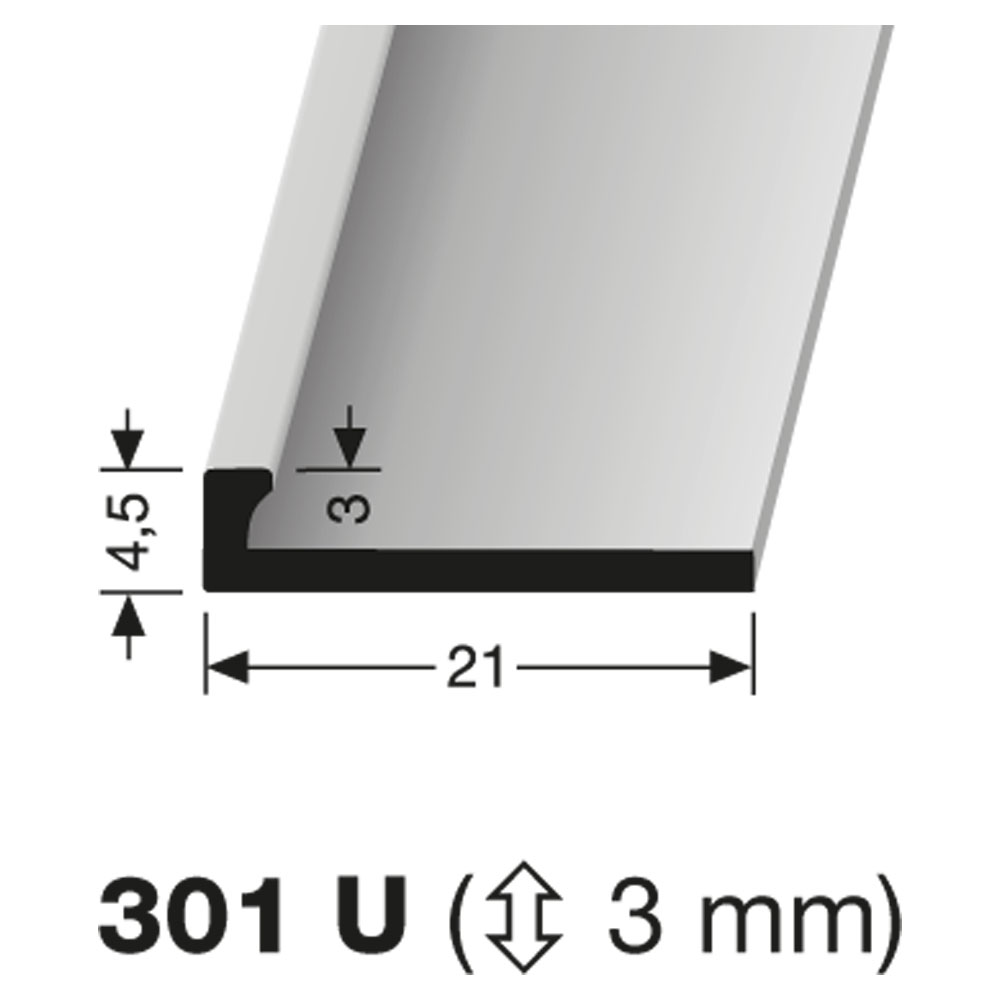 Küberit Ungestanztes Profil Typ 301U, 250 cm poliert (F3) Küberit Ungestanztes Profil Typ 301U, 250 cm poliert (F3)
