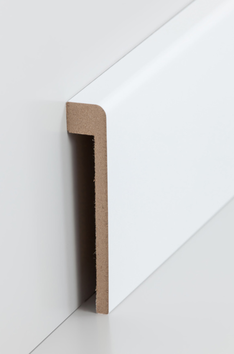 SÜDBROCK Abdeckleiste MDF für Fliesensockel 19 x 96 mm, weiß lackierfähig foliert, 250 cm
